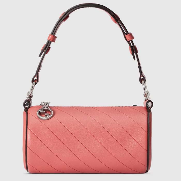 Gucci Women GG Blondie Mini Shoulder Bag Round Interlocking G Pink Leather