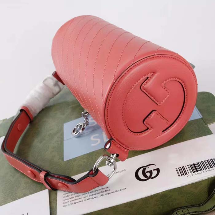 Gucci Women GG Blondie Mini Shoulder Bag Round Interlocking G Pink Leather (10)