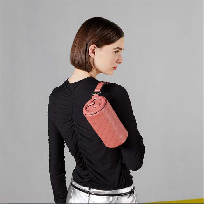 Gucci Women GG Blondie Mini Shoulder Bag Round Interlocking G Pink Leather (3)