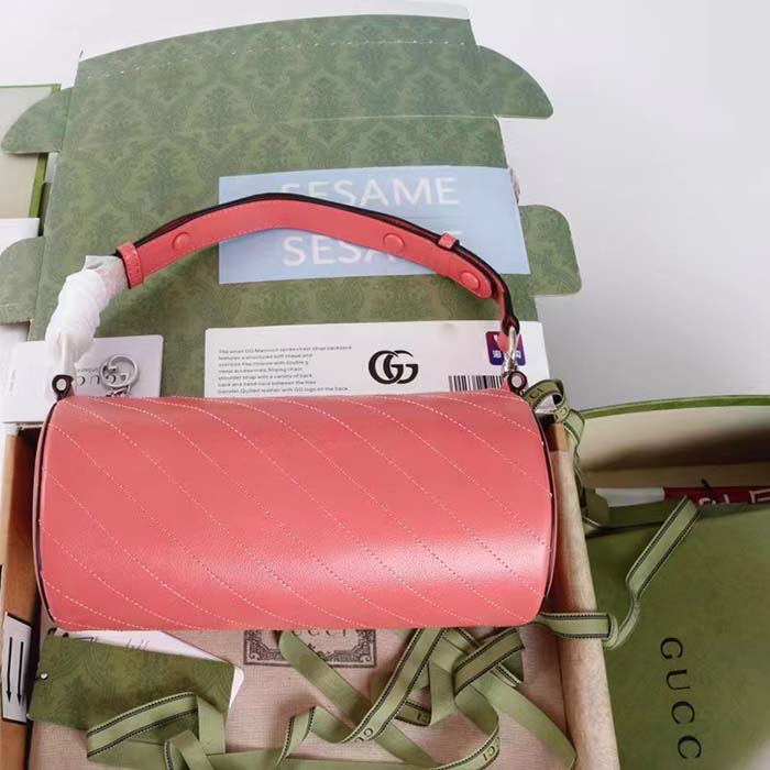 Gucci Women GG Blondie Mini Shoulder Bag Round Interlocking G Pink Leather (4)