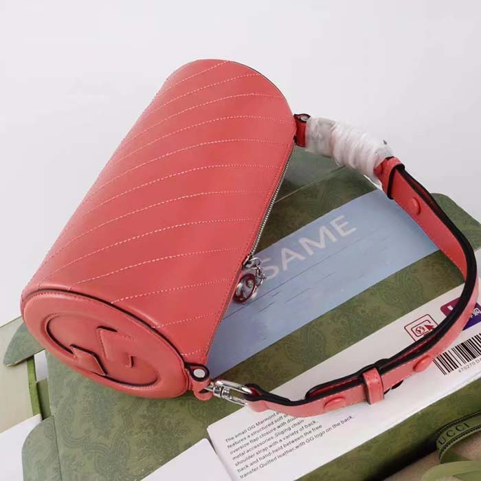 Gucci Women GG Blondie Mini Shoulder Bag Round Interlocking G Pink Leather (6)