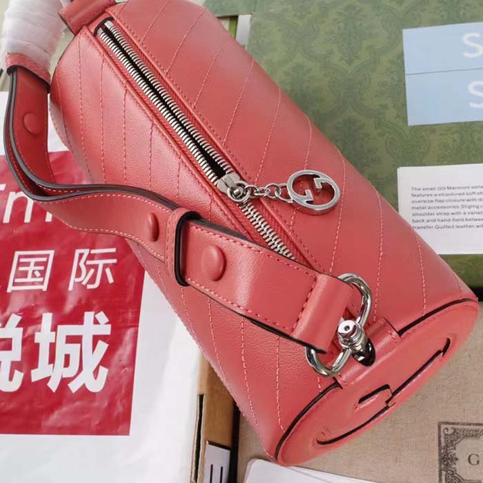 Gucci Women GG Blondie Mini Shoulder Bag Round Interlocking G Pink Leather (8)