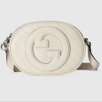 Gucci Women GG Blondie Mini Shoulder Bag White Leather Round Interlocking G Patch (5)