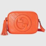 Gucci Women GG Blondie Small Shoulder Bag Orange Leather Round Interlocking G