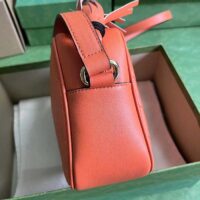 Gucci Women GG Blondie Small Shoulder Bag Orange Leather Round Interlocking G (2)