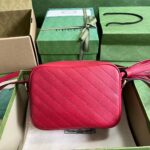 Gucci Women GG Blondie Small Shoulder Bag Red Leather Round Interlocking G – Bild 3