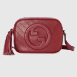 Gucci Damen GG Blondie Kleine Umhängetasche Rotes Leder Rundes ineinandergreifendes G