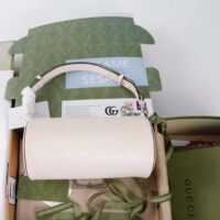 Gucci Women GG Blondie Small Shoulder Bag Round Interlocking G White Leather (5)