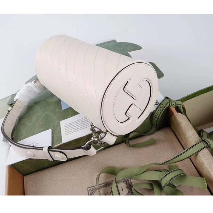 Gucci Women GG Blondie Small Shoulder Bag Round Interlocking G White Leather (11)