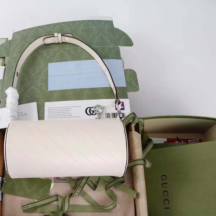 Gucci Women GG Blondie Small Shoulder Bag Round Interlocking G White Leather (3)