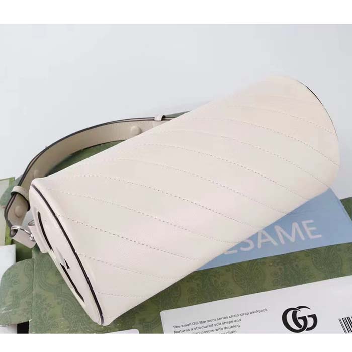 Gucci Women GG Blondie Small Shoulder Bag Round Interlocking G White Leather (7)