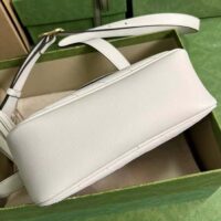 Gucci Women GG Blondie Small Shoulder Bag White Leather Round Interlocking G (10)