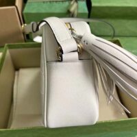 Gucci Women GG Blondie Small Shoulder Bag White Leather Round Interlocking G (10)