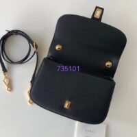 Gucci Women GG Blondie Small Top Handle Bag Black Leather Round Interlocking G (11)