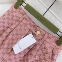 Gucci Women GG Cotton Canvas Pant Light Pink Brown Unlined Fitted Waistband Two Back Pockets (9)