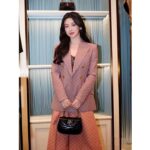 Gucci Women GG Cotton Canvas Pant Light Pink Brown Unlined Fitted Waistband Two Back Pockets - Image 11