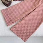 Gucci Women GG Cotton Canvas Pant Light Pink Brown Unlined Fitted Waistband Two Back Pockets - Image 6