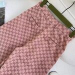 Gucci Women GG Cotton Canvas Pant Light Pink Brown Unlined Fitted Waistband Two Back Pockets - Image 5