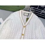 Gucci Men GG Cotton Cardigan Web Ivory G V-Neck Long Sleeves Button Closure - Image 8