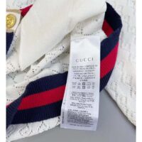 Gucci Women GG Cotton Cardigan Web Ivory G V-Neck Long Sleeves Button Closure (3)