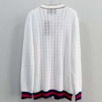Gucci Men GG Cotton Cardigan Web Ivory G V-Neck Long Sleeves Button Closure - Image 4