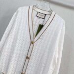 Gucci Men GG Cotton Cardigan Web Ivory G V-Neck Long Sleeves Button Closure - Image 7