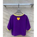 Gucci Men GG Cotton Jersey Cropped T-Shirt Violet Medium Heart Patch Crewneck Short Sleeves - Image 4