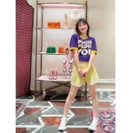 Gucci Women GG Cotton Jersey Cropped T-Shirt Violet Medium Heart Patch Crewneck Short Sleeves - Image 10