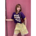 Gucci Women GG Cotton Jersey Cropped T-Shirt Violet Medium Heart Patch Crewneck Short Sleeves - Image 9