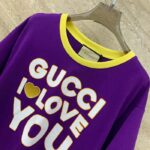 Gucci Men GG Cotton Jersey Cropped T-Shirt Violet Medium Heart Patch Crewneck Short Sleeves - Image 3