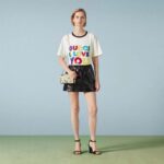 Gucci Women GG Cotton Jersey T-Shirt Embroidery Off White Crewneck Short Sleeves – Bild 10