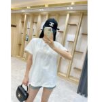 Gucci Women GG Cotton Jersey T-Shirt Off White Heavy Cities Embroidery Crewneck Short Sleeves Oversize Fit - Imagen 9