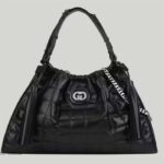 Gucci Women GG Deco Medium Tote Bag Black Quilted Leather Interlocking G