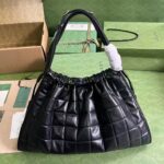 Gucci Women GG Deco Medium Tote Bag Black Quilted Leather Interlocking G - Image 3