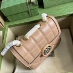 Gucci Women GG Deco Mini Shoulder Bag Rose Beige Quilted Leather Interlocking G – Image 6