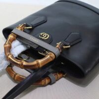 Gucci Women GG Diana Small Tote Bag Black Leather Gold-Toned Hardware Double G (9)