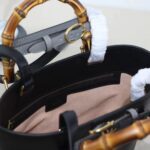 Gucci Women GG Diana Small Tote Bag Black Leather Gold-Toned Hardware Double G - Imagen 9