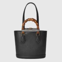 Gucci Women GG Diana Small Tote Bag Black Leather Gold-Toned Hardware Double G (9)