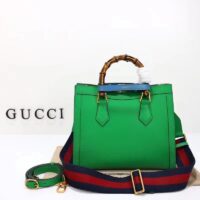 Gucci Women GG Diana Small Tote Bag Green Leather Double G Bamboo Handles (1)