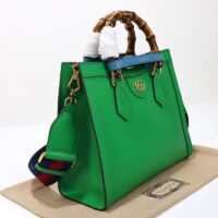 Gucci Women GG Diana Small Tote Bag Green Leather Double G Bamboo Handles (1)