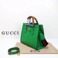 Gucci Women GG Diana Small Tote Bag Green Leather Double G Bamboo Handles (1)