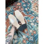 Gucci Women GG Double G Ballet Flat Black Glitter Leather Square Toe 1.5 CM Heel – Bild 9