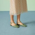 Gucci Women GG Double G Ballet Flat Light Green Leather Square Toe 1.5 CM Heel – Bild 11