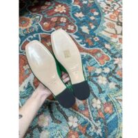 Gucci Women GG Double G Ballet Flat Light Green Leather Square Toe 1.5 CM Heel (9)