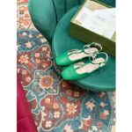 Gucci Women GG Double G Ballet Flat Light Green Leather Square Toe 1.5 CM Heel – Bild 3