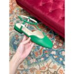 Gucci Women GG Double G Ballet Flat Light Green Leather Square Toe 1.5 CM Heel – Bild 7
