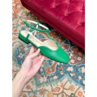 Gucci Women GG Double G Ballet Flat Light Green Leather Square Toe 1.5 CM Heel (9)