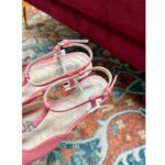 Gucci Women GG Double G Ballet Flat Pink Leather Square Toe 1.5 CM Heel – Bild 9