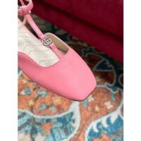 Gucci Women GG Double G Ballet Flat Pink Leather Square Toe 1.5 CM Heel (2)