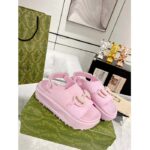 Gucci Women GG Horsebit Flatform Sandal Light Pink Rubber Plastic Horsebit - Image 2